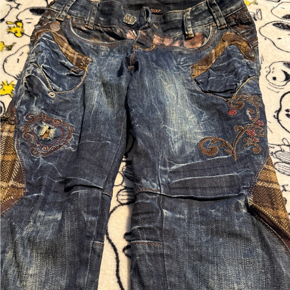 Raw trendy modern blue jeans